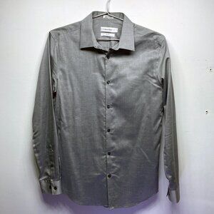 Men's Calvin Klein Slim Fit Infinite Cool Non-Iron Shirt - Gray - Size Small